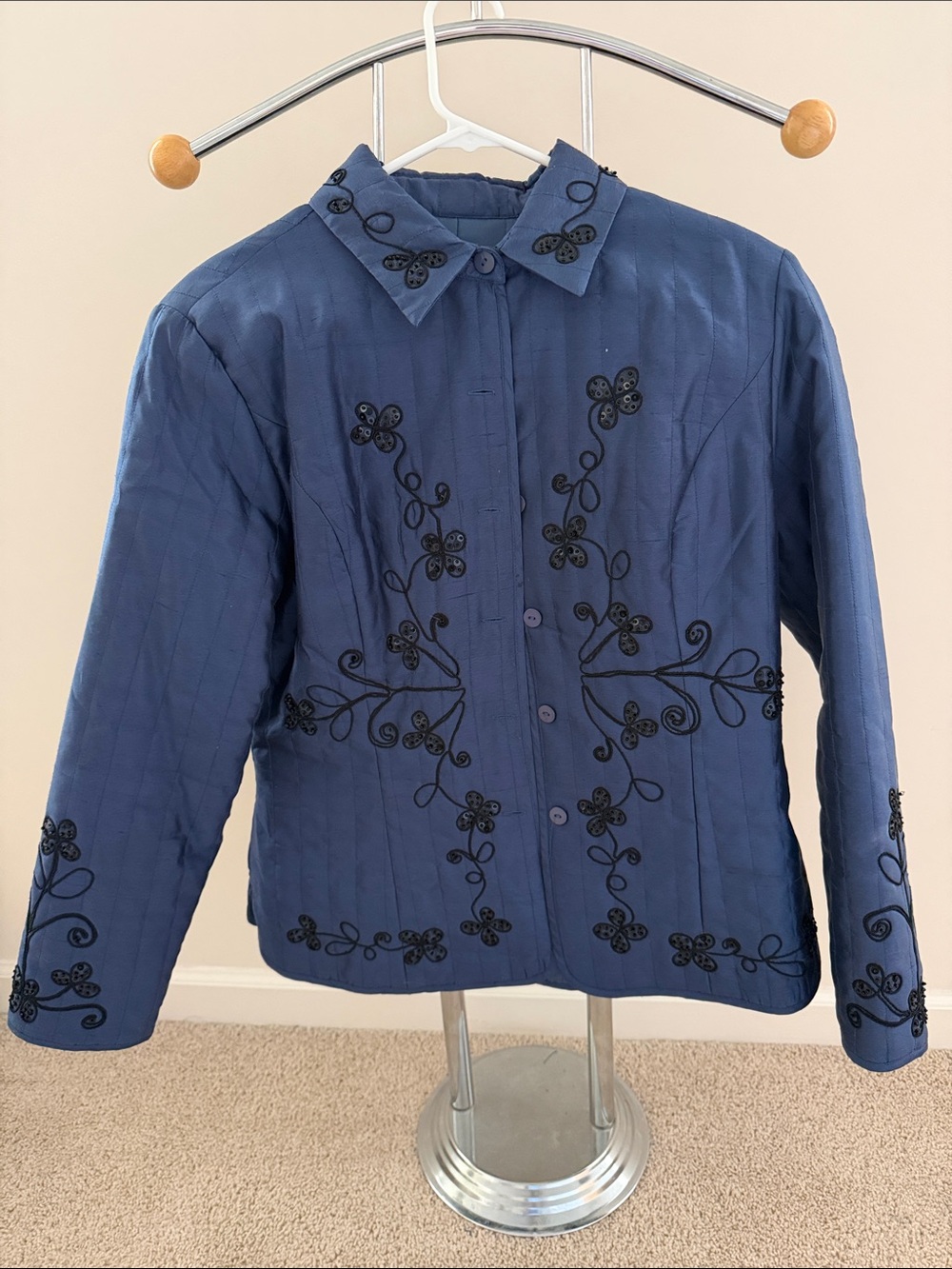 Carole Little Blue Embroidered Women's Jacket, Size M